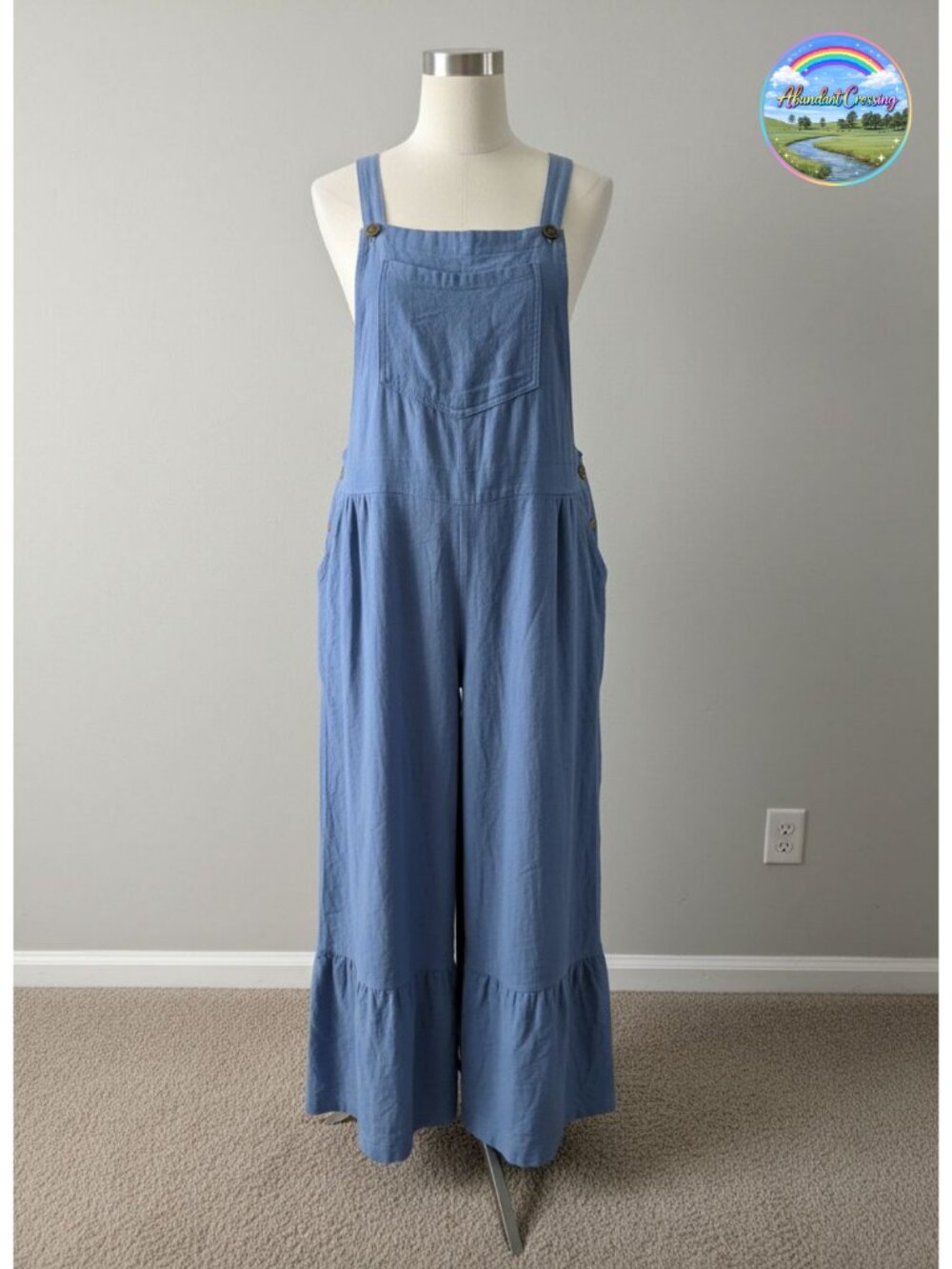 Lace Casual Overalls Summer Jumpsuit Wide Leg Ruffle Romper with Pockets